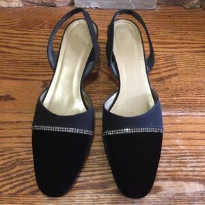 90s YVES SAINT LAURENT  Black Slingback Mules